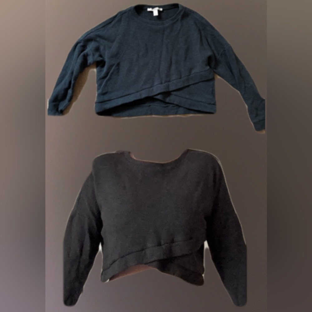Cropped Grey Long Sleeve Sweater
